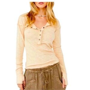 We the Free Phoebe Henley Top Cream Size Large